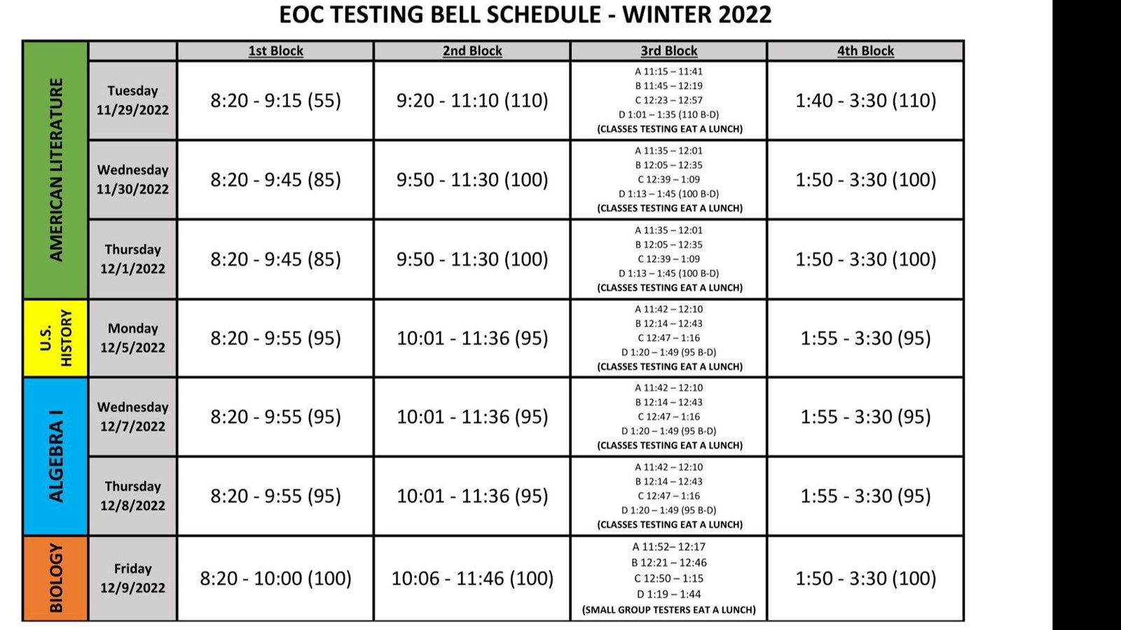 EOC Calendar Winter 2022